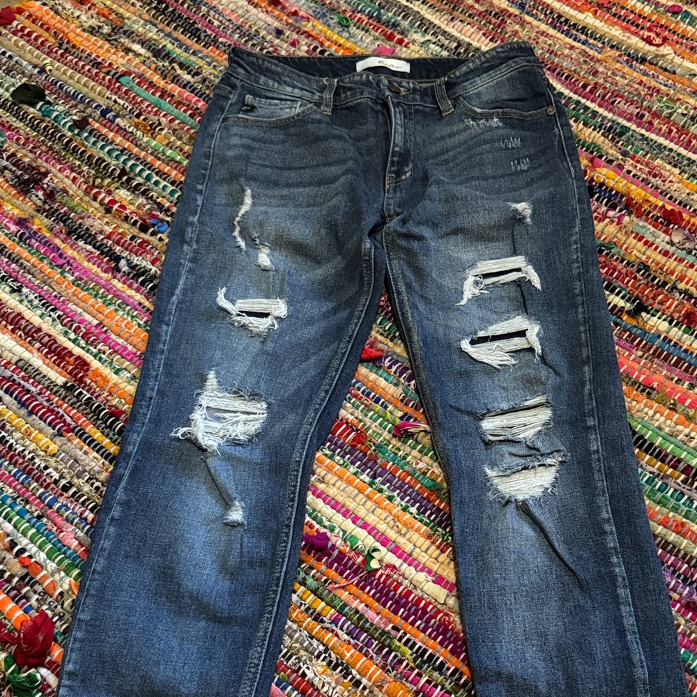 KanCan Ripped Boyfriend Jeans in Dark Blue sz 27 7 New never worn